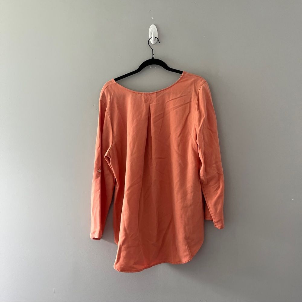 Soft Surroundings Peach 3/4 Sleeve V neck Tunic Size Large - Picture 2 of 7